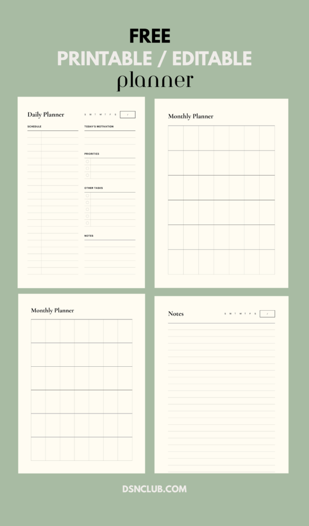 editable planner editable planner